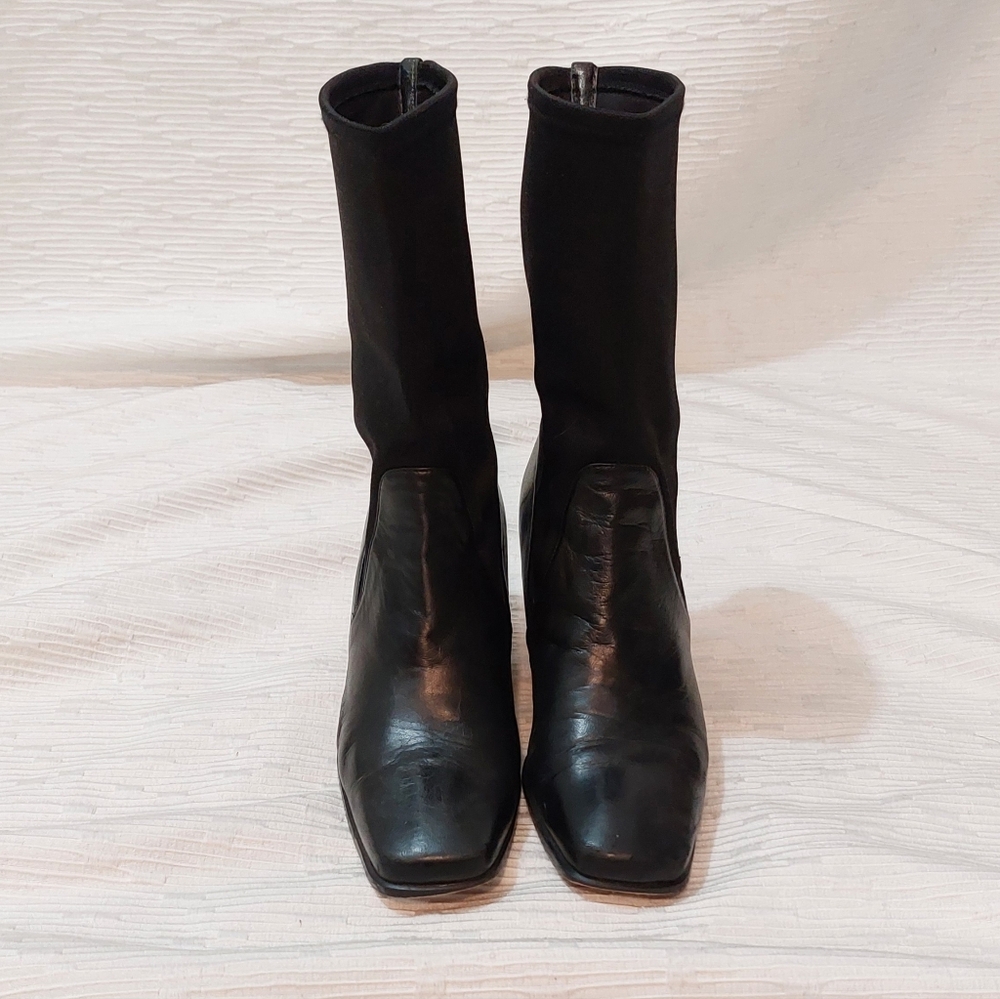 Stuart Weitzman Black Mid-Calf Block Heel Boots - Picture 3 of 15